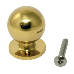 Gałka meblowa mosiężna 25mm kuleczka na szyldzie mod. 350