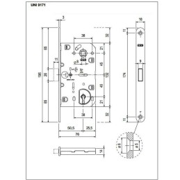 Zamek magnetyczny na klucz 90/50 chrom mat F18 Mediana POLARIS 2XT