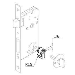 Adapter otworu YALE/WC metalowy trzp. 6mm AMIG zmienia zamek na wkładkę na zamek do WC