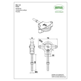Bloczek do linek śruba M6-60mm metalowe kółko inox 2szt. mod.22 DIS
