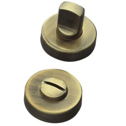 Szyld WC okrągły 37mm złoto antyczne rozeta z pokrętłem mod.3