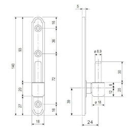Czop zawiasu 18x24 czarny GR6