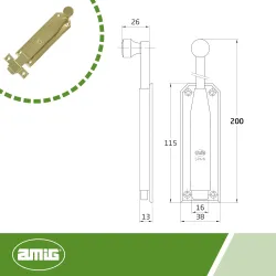 Zasuwa drzwiowa rygiel 200mm mosiądzowany mod. 310