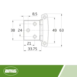 Zawias meblowy 63mm mosiądzowany mod.3