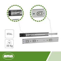 Prowadnice szuflad 400x45mm samozamykające pełny wysuw mod. 36