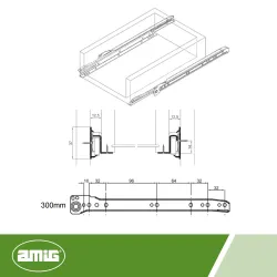 Prowadnice rolkowe 300x37mm brązowe mod. 12