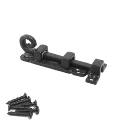 Zasuwka stalowa czarna rustykalna 102mm zawinięty ogon
