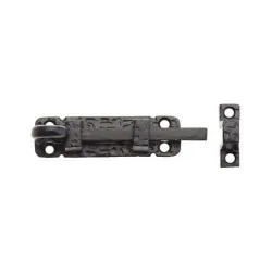 Zasuwka stalowa czarna rustykalna 102mm zawinięty ogon