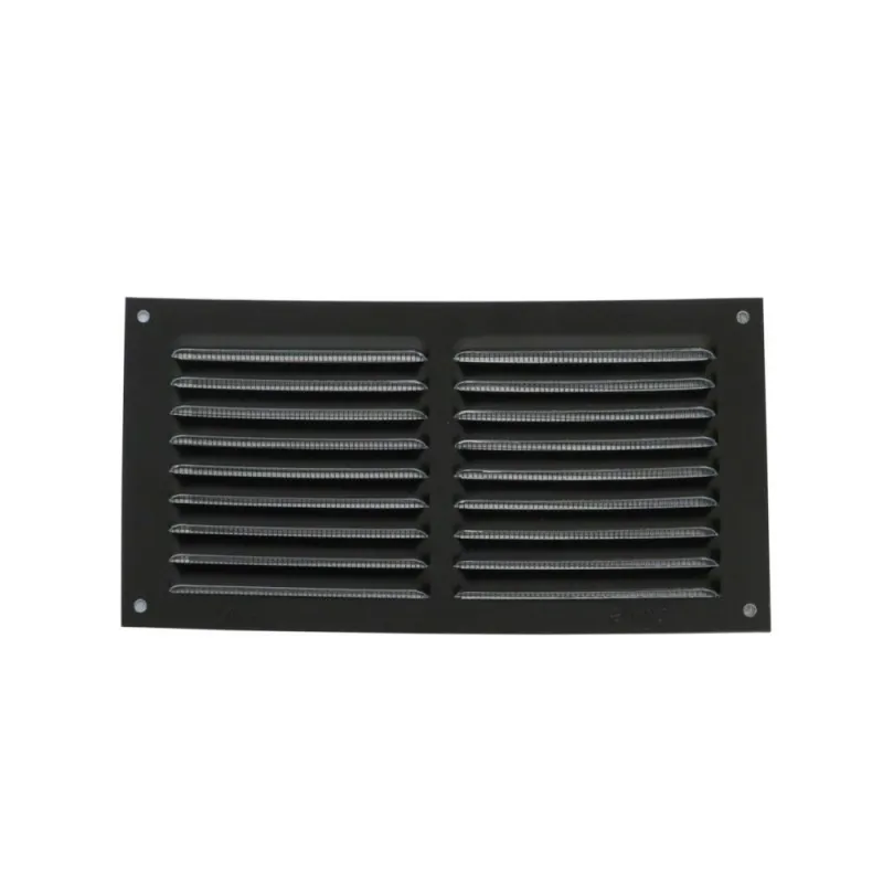 Kratka wentylacyjna czarna 100x200mm z siatką przykręcana mod. 3