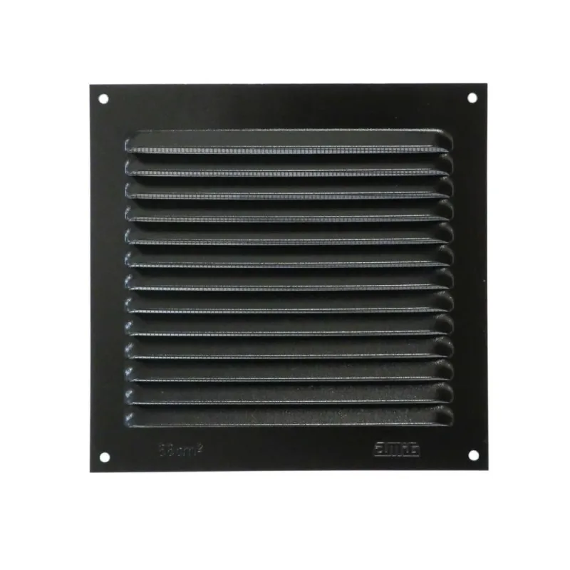 Kratka wentylacyjna czarna 150x150mm z siatką przykręcana mod. 3