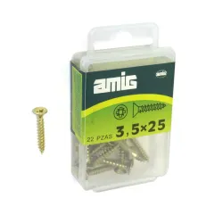 Wkręty mosiądzowane 3,5x25mm łeb stożkowy PZ 22szt.