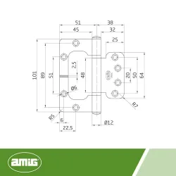Zawias szczelinowy 101x89mm stal chrom mat 2szt. mod. BG1 EAN