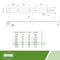 Zawias pasowy 4200-800 ozdobny czarny