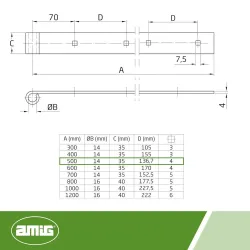 Zawias pasowy 4300-500 prosty czarny