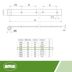 Zawias pasowy 4300-600 prosty czarny