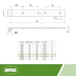 Zawias pasowy 4300-800 prosty czarny