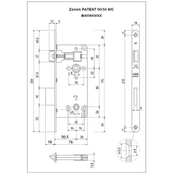 Zamek drzwiowy łazienkowy 90/50 mosiądzowany F18 PATENT GRANDE