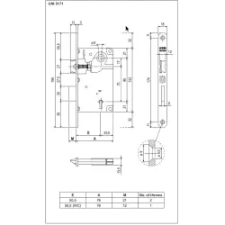 Zamek drzwiowy na klucz 90/50 chrom mat F18 CENTRO z ryglem