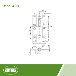 Zawias 408-8 mosiądzowany Lewy Izda