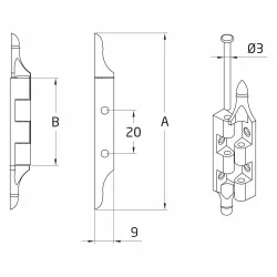 Zawias meblowy 95x54mm niklowany ozdobny mod. 557