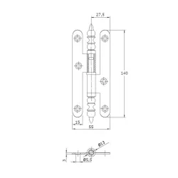 Zawias drzwiowy PAUM 140x55 czarny Prawy