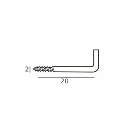 Hak prosty haczyk wkręcany 2x20mm cynkowany 26szt.