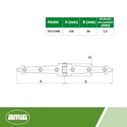 Zawias 552-240x30x1,5 czarny