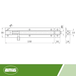 Zasuwka aluminiowa 150x30mm brązowa / zieleń khaki mod. 500