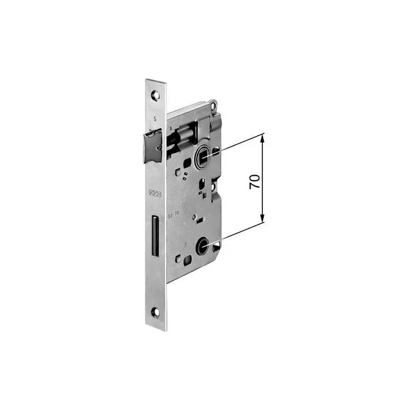 Zamek łazienkowy 70/50 niklowany czoło 20x188 prost. PATENT Piccola