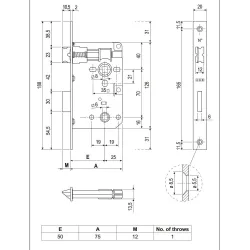 Zamek łazienkowy 70/50 niklowany czoło 20x188 prost. PATENT Piccola