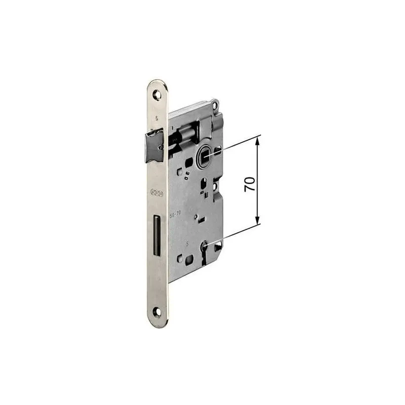 Zamek na klucz 70/50 niklowany czoło 20x188 PATENT Piccola