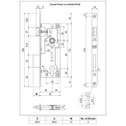 Zamek na wkładkę z dźwignią 90/40 brązowy F18 t.9 PATENT GRANDE