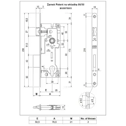 Zamek na wkładkę 90/50 F18 brązowy z dźwignią t.9 PATENT GRANDE