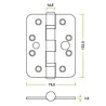 Zawias do drzwi antywyważeniowy 102x76mm stal nierdzewna INOX splatany 2 szt.