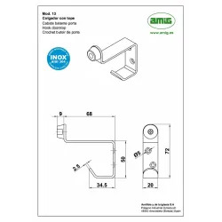 Wieszak z odbojem INOX mod. 13 odbojnik z haczykiem