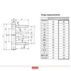 Zawias wkręcany TOP-20mm z regulacją srebrny AGB