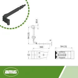 Zawias pasowy 7110-300/94 reg.ozd.czarn