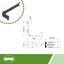 Zawias pasowy 7100-300/94 reg.ozd.czarn