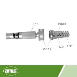 Zraszacz dysza mosiężna + złącze do węży 1/2" i 3/4" mosiężne  mod. 2246