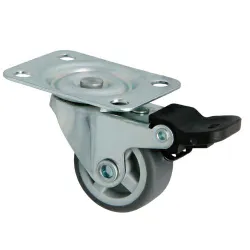 Kółko gumowe z hamulcem 30mm obrotowa płytka szare mod. 1309