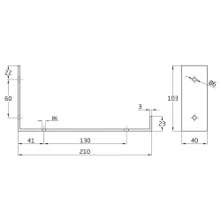 Wspornik półki stalowy czarny loft 103x211mm mod. 3004