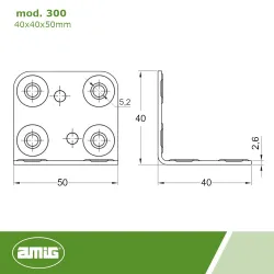Łącznik kątowy mod.300-40x50 czarny