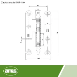 Zawias do drzwi 110x55mm stal czarny rozłączny LEWY (pl) mod. 507