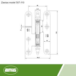 Zawias do drzwi 110x55mm stal czarny rozłączny PRAWY (pl)  mod. 507