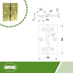 Zawias mosiężny lakierowany 60x50mm splatany mod. 1002