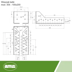 Wspornik wieszak belki 100mm inox 200x80mm mod. 354