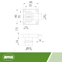 Zamek meblowy fi. 19mm mosiądzowany mod. 1A