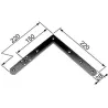 Narożnik 220x220mm srebrny 150mm górny lewy / dolny prawy