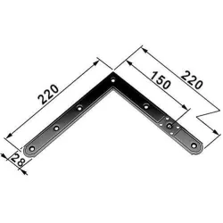 Narożnik 220x220mm srebrny 150mm górny prawy / dolny lewy