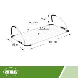 Suszarka do ubrań balkonowa 105x55x25cm biała mod. AERIA-C10M